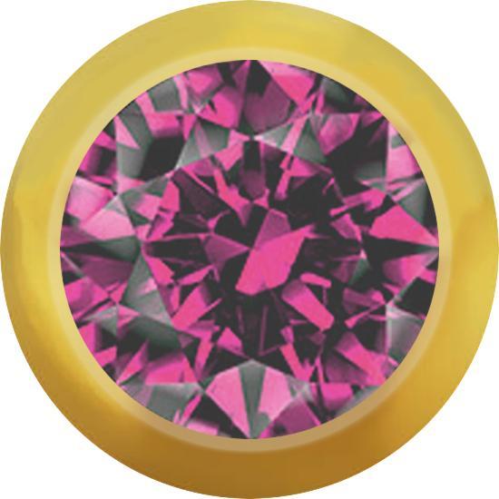 Star Piercing Kugel vergoldet mit Kristall pink (ohne Messing, Chirurgenstahl 316L)