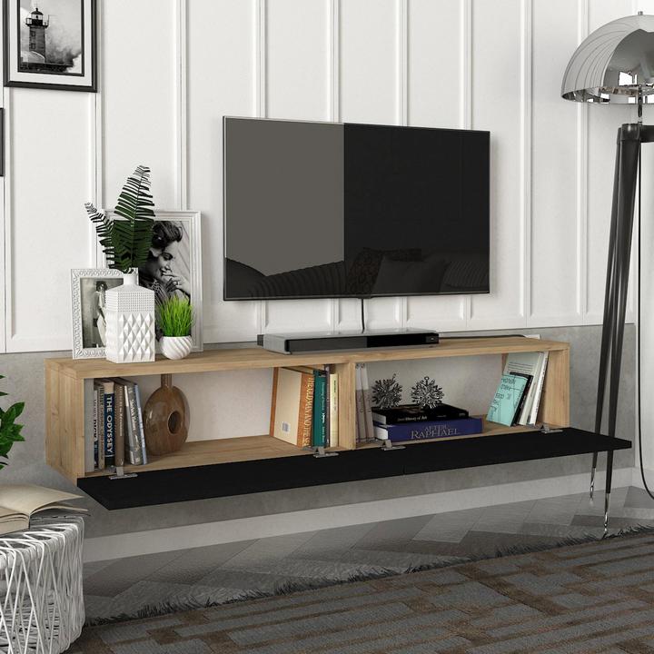 Image du produit En.Casa Meuble TV Toivakka 135x31x25cm aspect chêne / noir