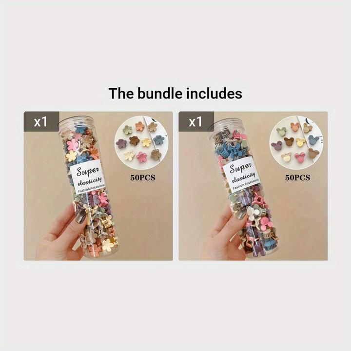 Actual product image Activity Board 50 Stück niedliche blumenförmige Haarkrallen für den täglichen Gebrauch - Kaninchenklammern in (50 pcs.)