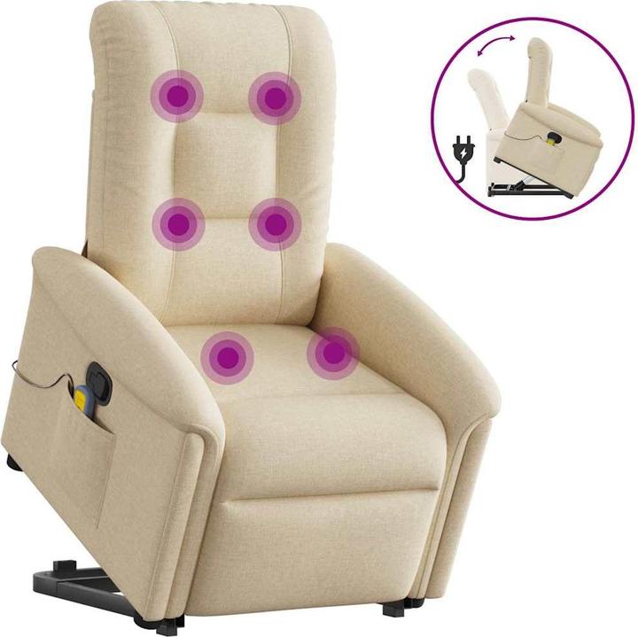 Immagine prodotto VidaXL Poltrona massaggiante con ausilio stand-up in tessuto crema