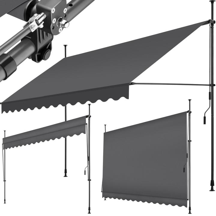 Produktbild tectake Klemmmarkise mit Handkurbel, höhenverstellbar (3.50 m)