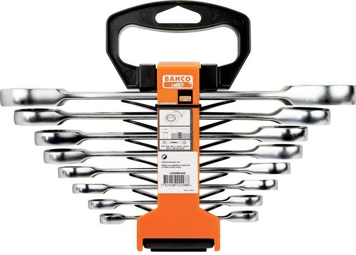 Produktbild Bahco Satz metrische Knarren-Ringschlüssel - 8-teilig (7 mm, 9 mm, 11 mm, 13 mm, 15 mm, 17 mm, 19 mm, 24 mm)