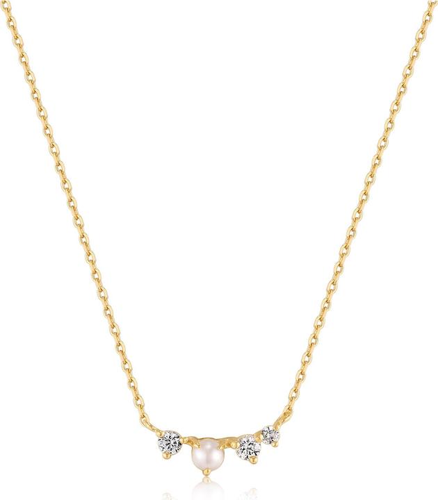 Immagine prodotto Ania Haie Collana Radiance con perle e zaffiri bianchi in oro 14 carati (585 oro giallo, 40 - 45 cm)