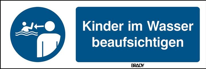 Energie-Label Brady M/M054/DE330/ALU-297X105-1, ISO-Sicherheitsschild – Kinder im Wasser beaufsichtigen