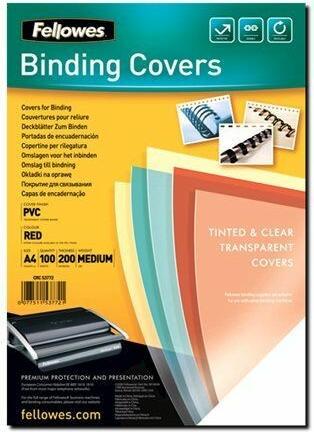 Image du produit Fellowes Feuille de couverture en PVC, rouge-transparent