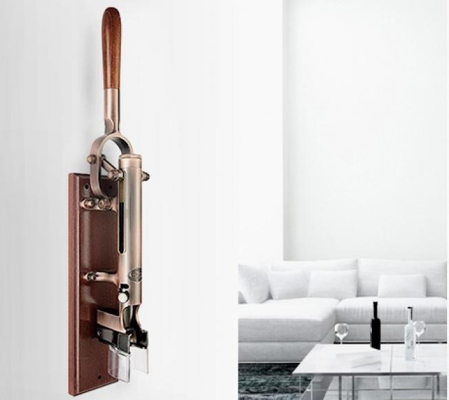 Actual product image Wall Corkscrew with Wooden Holder (Lever corkscrew)