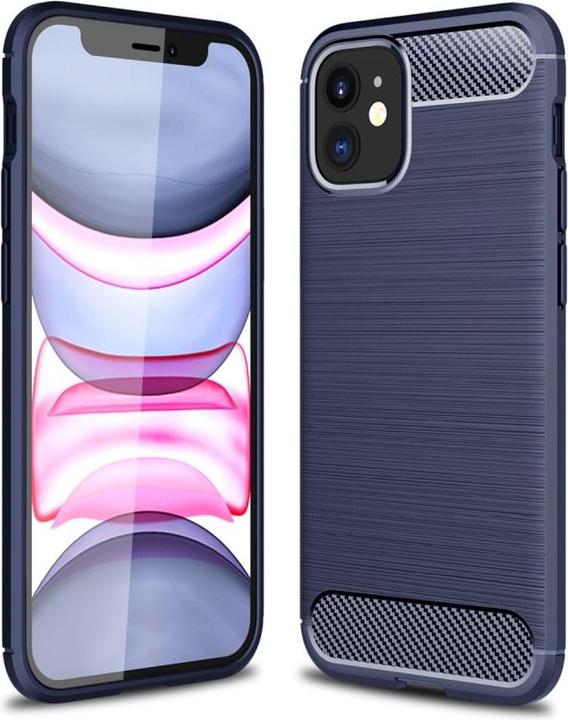 Produktbild König Design Hülle Handy Schutz für Apple iPhone 12 Mini Case Cover Bumper Carbon Optik Blau (Apple iPhone 12 mini)
