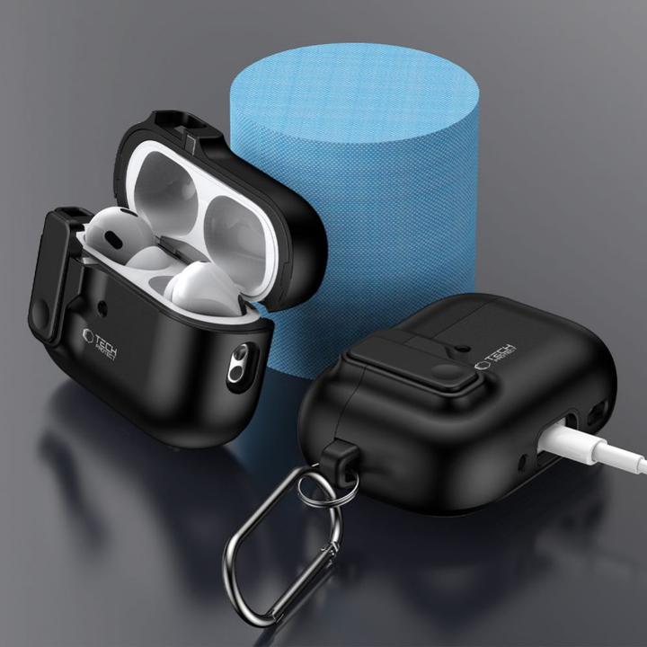 Actual product image Tech-Protect SLIM HOOK Apple AIRPODS PRO 1 / 2 BLACK (Headphone bag)