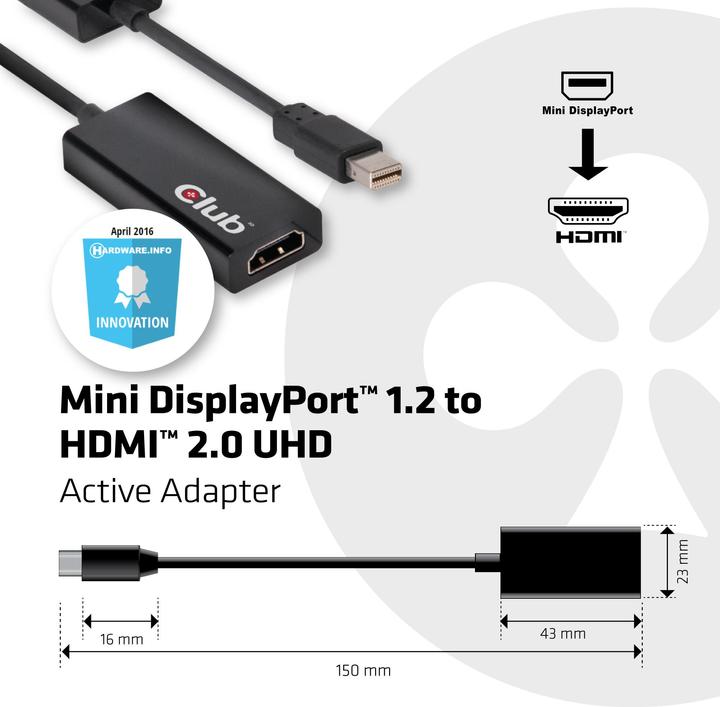 Produktbild Club 3D Mini DisplayPort zu (HDMI, 15 cm)
