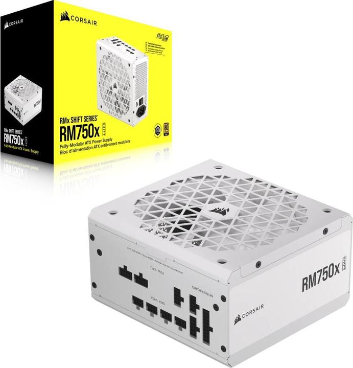 Actual product image Corsair RMx Shift White Series, RM750x Shift White, 750 Watt, 80 PLUS GOLD Certified, Fully Modular Power Su (750 W)