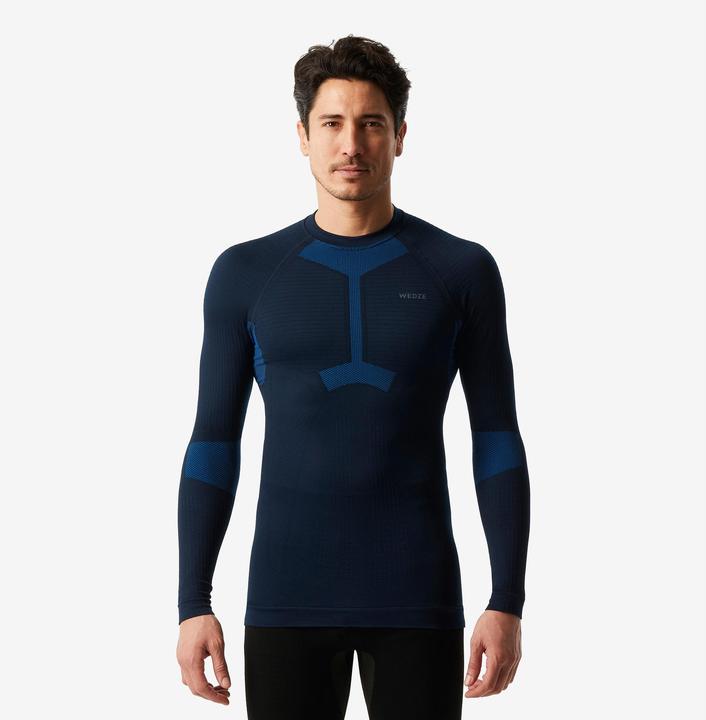 Wedze Skiunterwäsche Funktionsshirt Herren Seamless - BL500 I-Soft schwarz/blau
