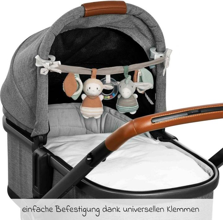 Image du produit Fehn Kinderwagenketten Kinderwagenkette mit Rassel & Quietsche - Esel & Schaf