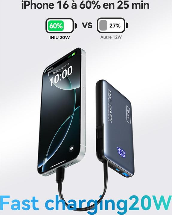 Produktbild INIUPB10ACPOCKETBK Powerbank (10000 mAh, 20 W)