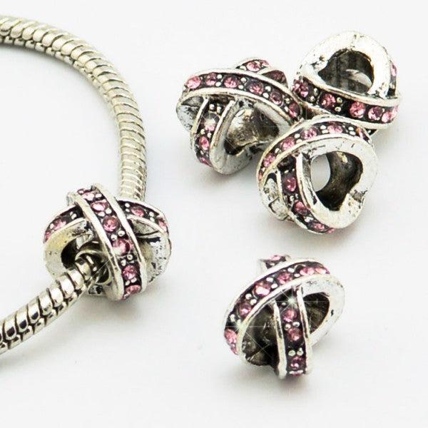 Hermex X - Bead versilbert 925 mit Strass - Silbrig Rosa (Metallegierung)