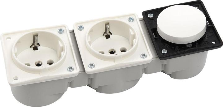 Produktbild Berker Integro Doppelsteckdose mit Schalter, Einbausteckdose polarweiss glänzend