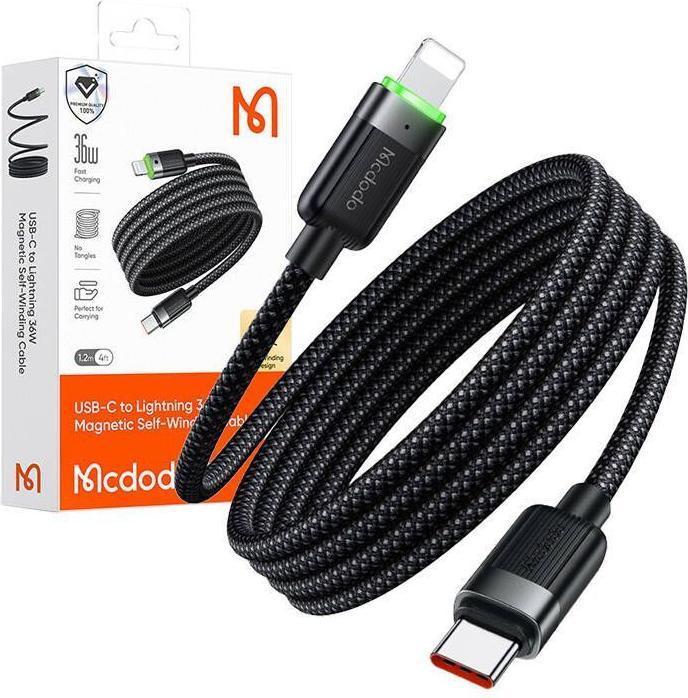 Actual product image Mcdodo CA-2010 USB-C to Lightning cable, 36W, self-winding (1.20 m, 36 W)