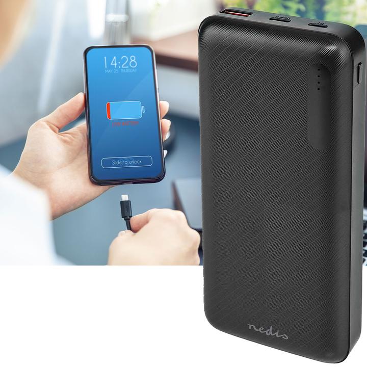 Immagine prodotto Nedis Powerbank | 20000 mAh | 2x 3.0 A | Numero di uscite: 2 | Connessione di uscita: 1x USB-A / 1x U (20000 mAh, 18 W, 74 Wh)