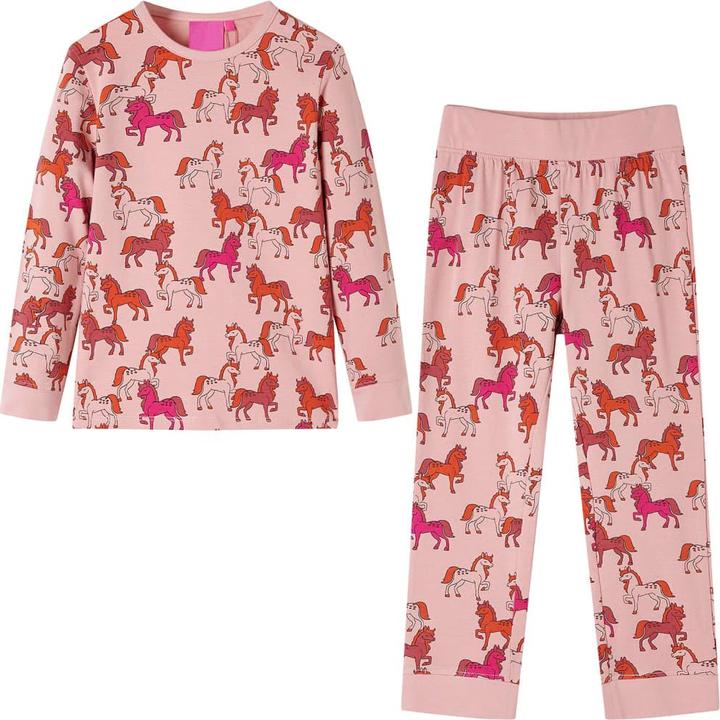 VidaXL Kinderpyjama mit Langen Ärmeln Hellrosa 104,Material: 95 (104)