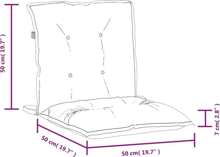 Actual product image VidaXL Low backrest cushions 2 pcs. 100 x 50 x 7cm fabric (100 x 50 x 7 cm)