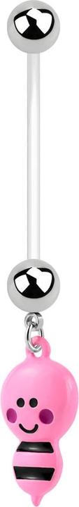 Star Piercing Banane Schwangerschaft mit Bine pink (Bioflex, ohne Messing, Chirurgenstahl 316L)