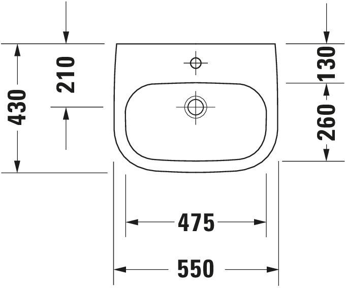 Produktbild Duravit Waschtisch D-CODE MED o ÜL m HLB 550x430mm ohne Hahnloch weiss (430 mm, 550 mm)