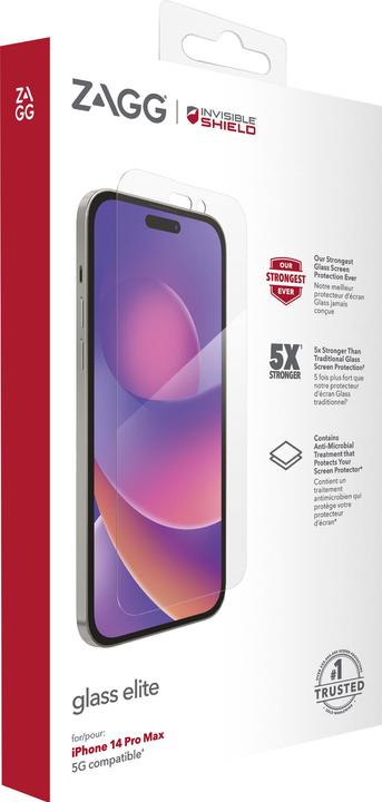 Immagine prodotto Zagg Pellicola protettiva InvisibleShield Glass Elite per iPhone 14 Pro Max (1 Pezzo/i, Apple iPhone 14 Pro Max)