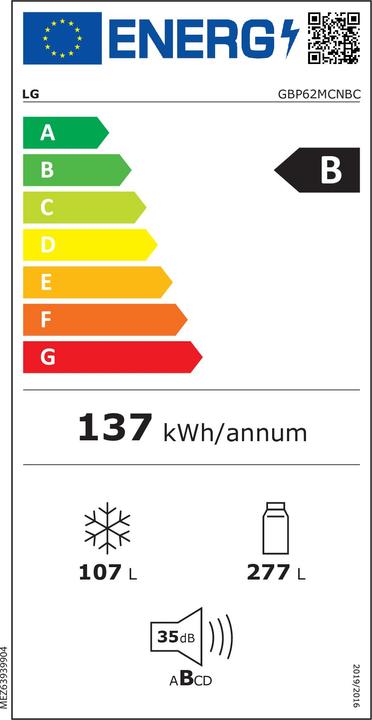 Energie-Label LG GBP62MCNBC (384 l)