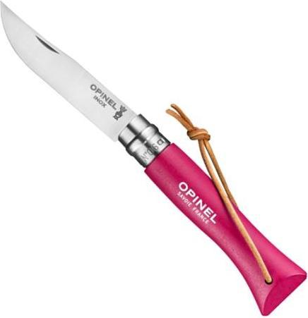 Actual product image Opinel N°06 strawberry w. leather lace