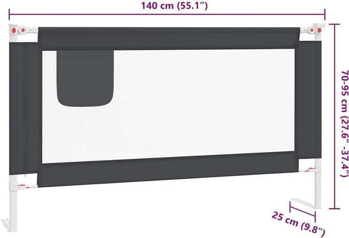 Immagine prodotto VidaXL Höhenverstellbares Bettschutzgitter 140x25cm (140 cm)