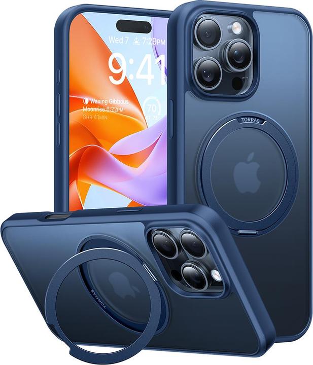 Actual product image Torras Ostand Pro Case for iPhone 16 ProMax (Blue) (Apple iPhone 16 Pro Max)
