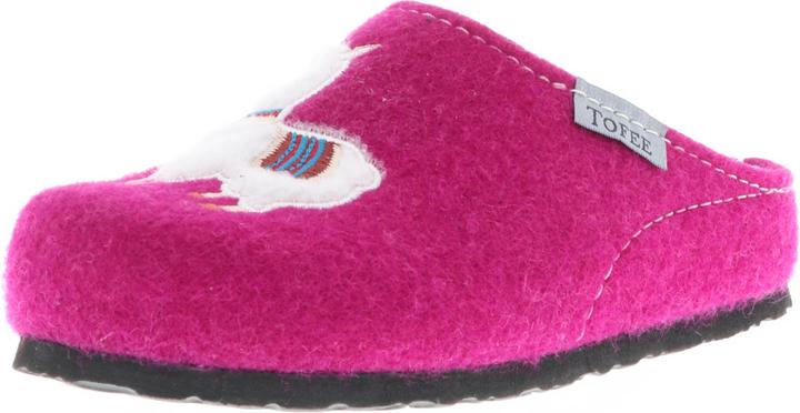 Produktbild Tofee Kinder Mädchen Hausschuhe Pantoffeln Pantoletten Slipper Naturwollfilz (Lama) pink/lila/fuxia (30)