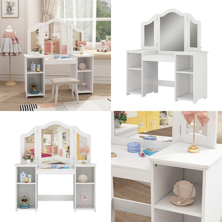Produktbild Vicco Schminktisch für Kinder Estella, Weiss, 105 x 118 cm Mit Spiegel (41 x 105 x 118 cm)