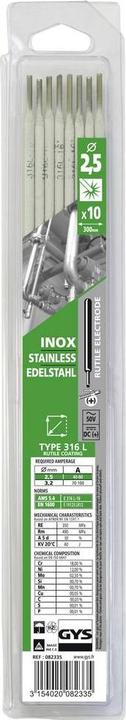 Produktbild GYS Stabelektroden, 10 Stk., Ø 2,5 mm, INOX 316L