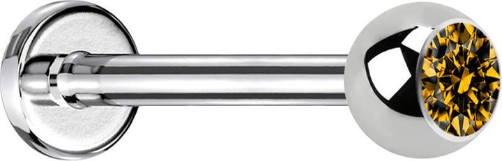 Star Piercing Micro Labret silber mit Kugel Kristall topaz (ohne Messing, Chirurgenstahl 316L)
