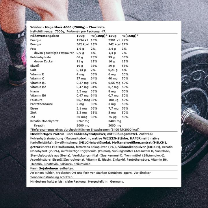 Produktbild Weider Mega Mass 4000 (Schokolade, 1 Stk., 7000 g)
