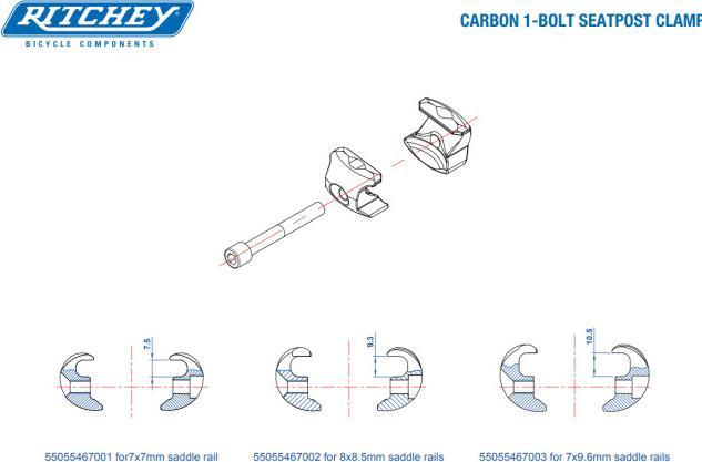Produktbild Ritchey Single Bolt Adapter für Sattelstütze Carbon, für Rails 8x8,5mm, Selle Italia