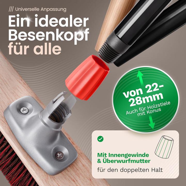 Produktbild Novaliv 2 x Besen mit Holzstiel 60 cm I Arenga-Elaston Kehrbesen Gartenbesen I Industriebesen Strassenbesen (2 Stk.)