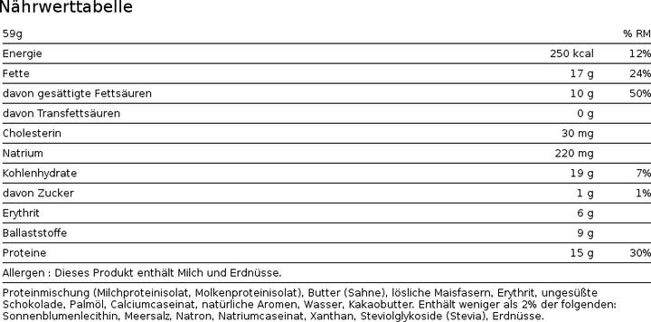 Valeurs nutritives et ingrédients Quest Cookie aux protéines (Chocolate, 12 pcs, 59 g)