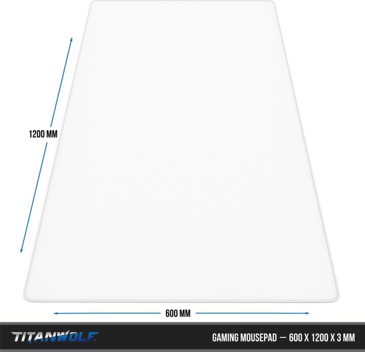 Image du produit Titanwolf Tapis de souris de jeu, tapis de souris XXXL Speed 1200 x 600 mm, vitesse & précision, blanc (3XL)