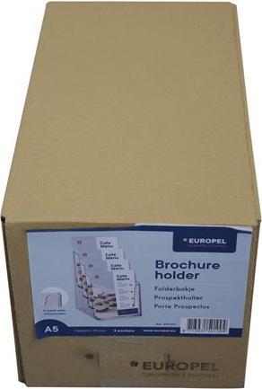 Actual product image Europel Table leaflet holder, A5 portrait, 4 compartments, crystal clear for DIN A5 format, made of (A5)
