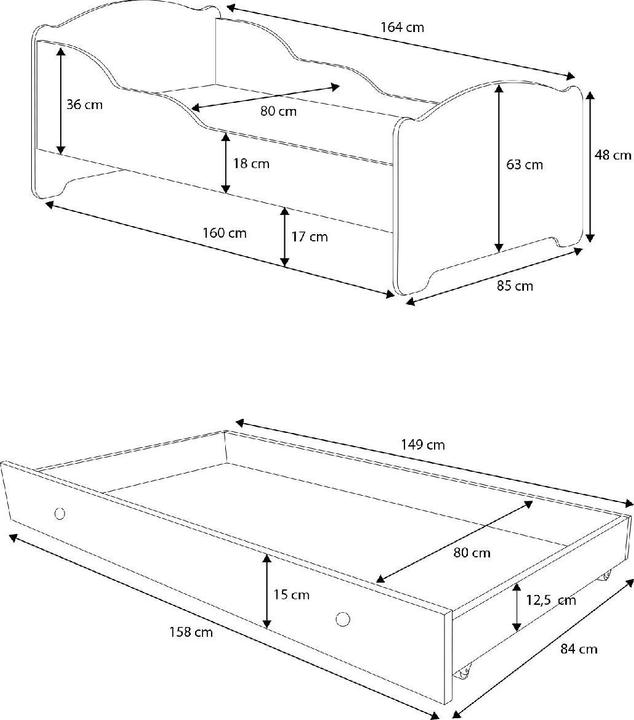 Actual product image ADRK Furniture Bed with mattress and drawer AMADIS DINOSAURS 160x80 (160 x 80 cm)