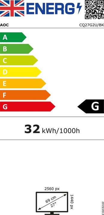 Label énergétique AOC CQ27G2U/BK (2560 x 1440 pixels, 27")
