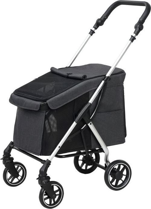 Image du produit Swisshandel24 Hundewagen Hundebuggy klappbar für Hunde & Katzen bis 10 kg Katzenbuggy, grau (Chat, Chien, Pliable, Lavable, Respirant)