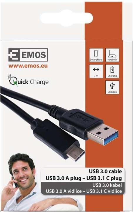 Produktbild Emos USB A — USB C (1 m, USB 3.1)