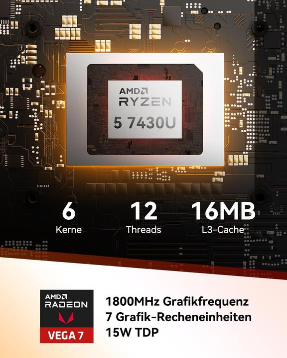 Produktbild Geekom Mini-PC 2025 Edition mit Ryzen 5 und Windows 11 Pro (AMD Ryzen 5 7430U, 16.38 GB)