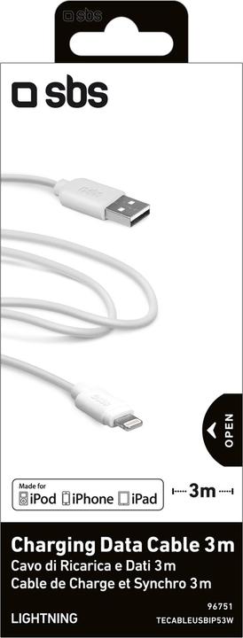 Actual product image SBS USB 2.0 cable to Apple Lightning (3 m, USB 2.0)