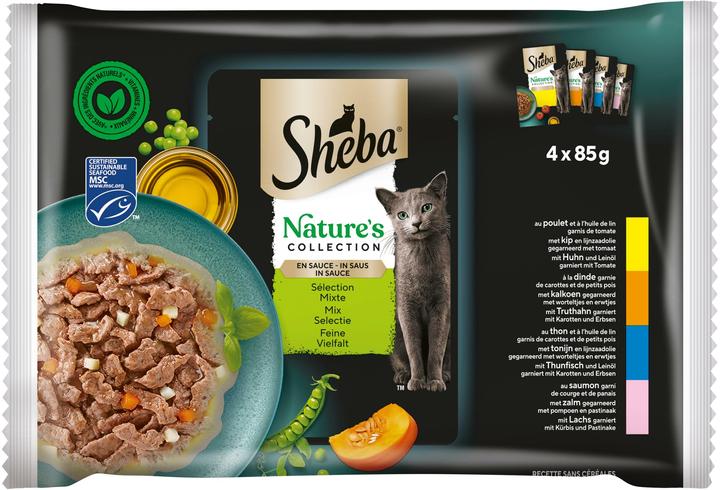 Produktbild Sheba NATURE'S COLLECTION Portionsbeutel Multipack Feine Vielfalt in Sauce MSC (Adult, 4 Stk., 340 g)