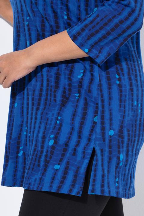 Immagine prodotto Ulla Popken Longshirt, Batikmuster, A-Linie, V-Ausschnitt, 3/4-Arm (50, 52)