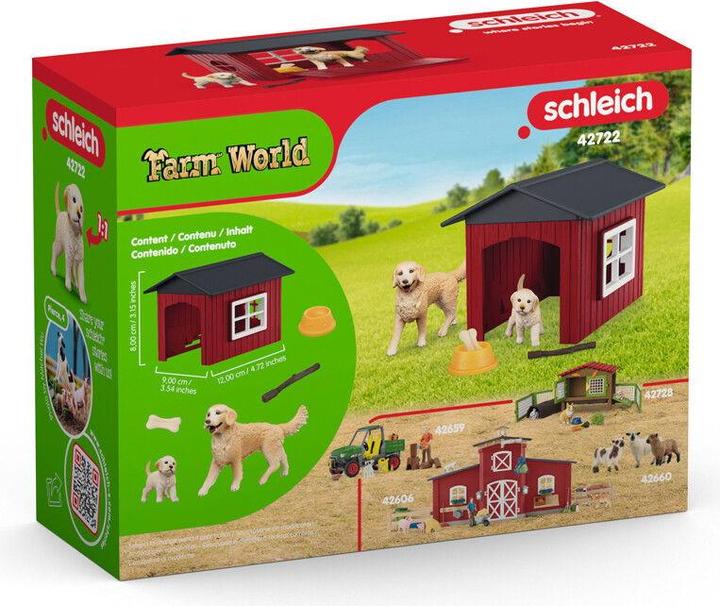 Actual product image Schleich Dog kennel with golden retrievers