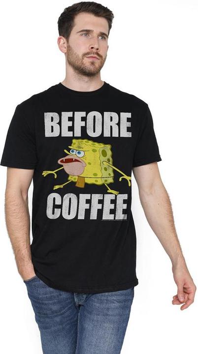 Immagine prodotto Spongebob Squarepants Before Coffee Meme Maglietta Uomo (M)